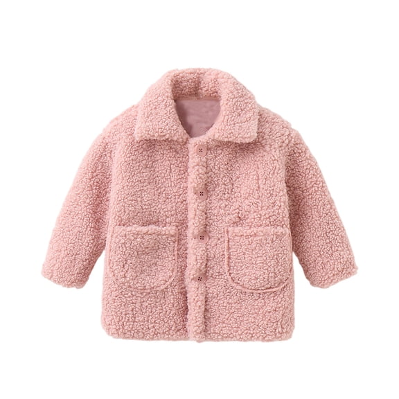 Girls Puffer Coat, Faux Sheepskin Lining with Hood, Extra Warm Winter Jacket for Cold Days, School, Christmas & New Year Outings A12-Pink 100