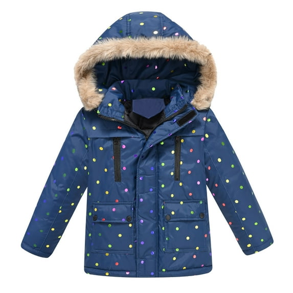 Girls Puffer Coat Girl Winter Coat with Pocket Zip up Hooded Coat Windproof Warm Child Winter Coat for Kids 2-3 Years