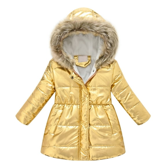 Girls Puffer Coat Girls Winter Coat with Pocket Zipper Hooded Coat Long Sleeve Windproof Girls' Outerwear Jackets Coats for Girls 8-9 Years