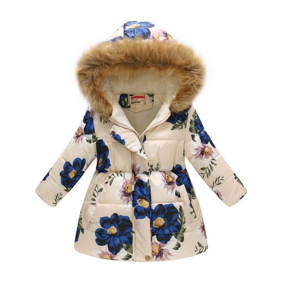 Girls Puffer Coat Kids Winter Coat with Pocket Zip up Hooded Coat Solid Color Long Sleeve Toddler Jacket for Toddler 8-9 Years