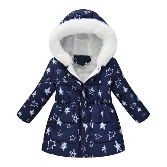 Girls Puffer Jacket Girls Winter Coat with Pocket Zip up Winter Hoodies Coat Warm Windproof Winter Thicken Coat for Little Girls 4-5 Years