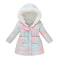 thumbnail image 1 of Girls Puffer Jacket Kids Winter Coat with Pocket Zipper Hooded Coat Long Sleeve Windproof Toddler Jacket for Little Girls 8-9 Years, 1 of 7