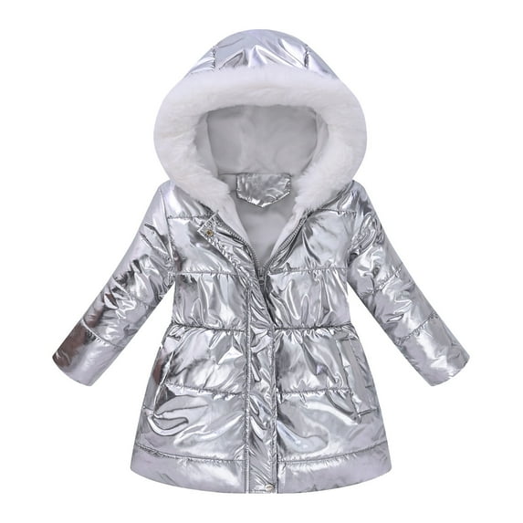 Girls Puffer Jacket Girls Winter Coat with Pocket Zip up Winter Hoodies Coat Warm Windproof Fashion Kids Winter Clothes for Toddler 8-9 Years