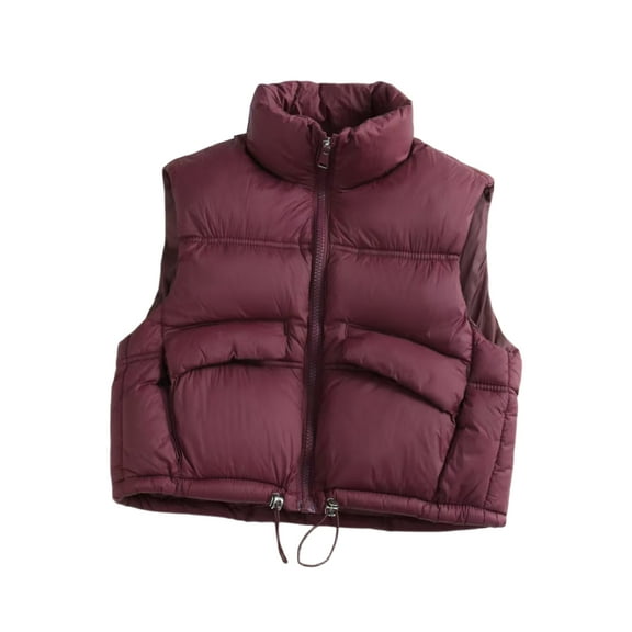 Girls Puffer Solid Color Vest Winter Sleeveless Quilted Jackets Boys Lightweight Zipper Waistcoat Coat Wine 160