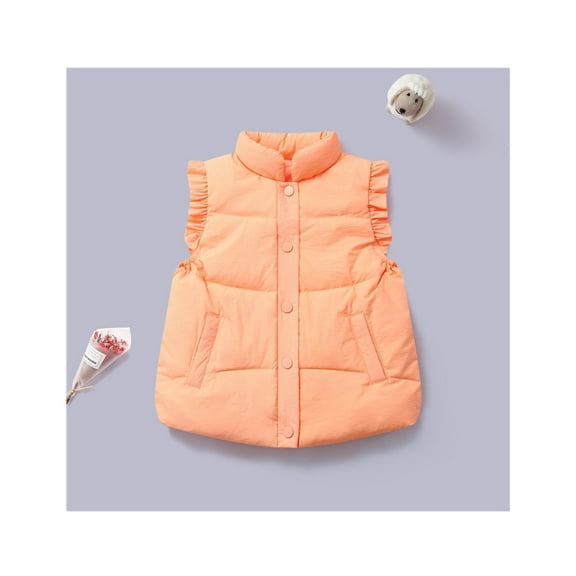 Girls Puffer Vest Boys Vest Lightweight Button Down Cute Jacket Sleeveless Child Puffer Jacket 5-6 Years