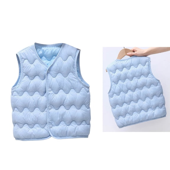 Girls Puffer Vest Boys Vest Lightweight Button Down Windproof Down Jacket Sleeveless Baby Winter Jacket 1-2 Years