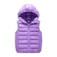 thumbnail image 1 of Girls Puffer Vest Child Baby Sleeveless Solid Hooded Vest Outer Outfits Clothes Purple Jacke Size 10-12 Years, 1 of 7