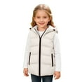 thumbnail image 1 of Girls Puffer Vest Hooded Boys White Vest Zipper Sleeveless Lightweight Boys Puffer Jacket Kids Vest Girls 10-11 Years, 1 of 3