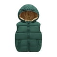 thumbnail image 1 of Girls Puffer Vest Hooded Jacket Green Down Vest Zipper Sleeveless Lightweight Boys Puffer Jacket Kids Vest Girls 4-5 Years, 1 of 6