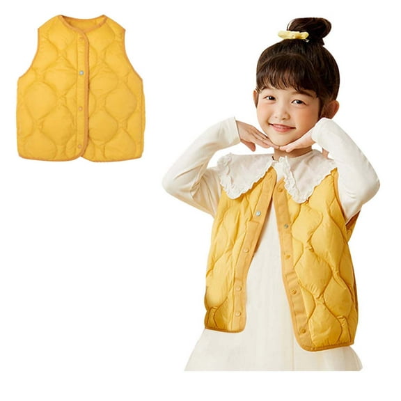 Girls Puffer Vest Girls Winter Vest Lightweight Button Down Cute Vest Sleeveless Winter Vest 3-6 Months