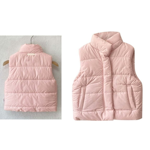 Girls Puffer Vest Infant Winter Vest Stand Collar Lightweight Water-Resistant Zip Up Cute Jackets with Sleeveless Winter Outfits 6-12 Months