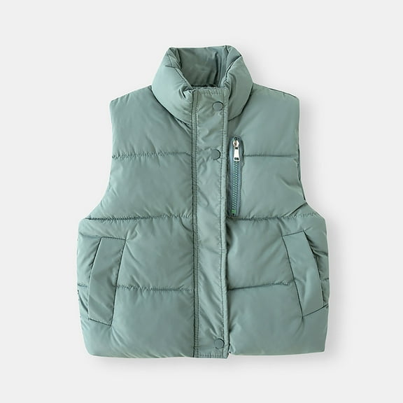 Girls Puffer Vest Jacket Green Puffer Vest Zip up Sleeveless Lightweight Boys Puffer Jacket Toddler Boys Winter Vest 18-24 Months