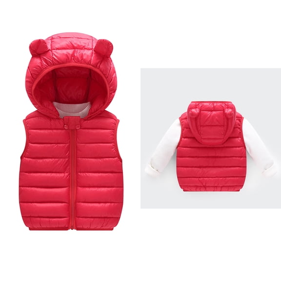 Girls Puffer Vest Kids Boys Girls Winter Vest Bear Ear Cute Jackets Zipper Windproof Jacket Outwear Kids Girl Jacket for Little Boys 4-5 Years