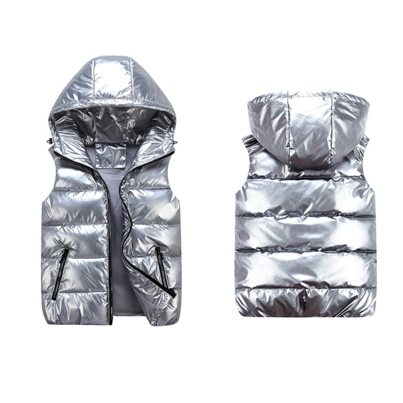 Girls Puffer Vest Kids Boys Winter Vest Cute Hooded Jackets Zipper Windproof Jacket Outwear Kids Boy Jacket for Boys 4-5 Years
