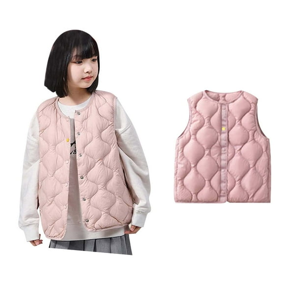 Girls Puffer Vest Kids Boys Winter Vest Light Weight Down Vest with Button Down Windproof Down Jacket Sleeveless Kids Winter Jacket 3-4 Years