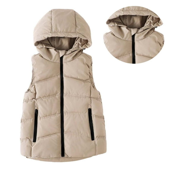 Girls Puffer Vest Kids Winter Vest Cute Jackets Thicken Windproof Zipper Warm Outwear Kids Winter Jacket for Girls 4-5 Years