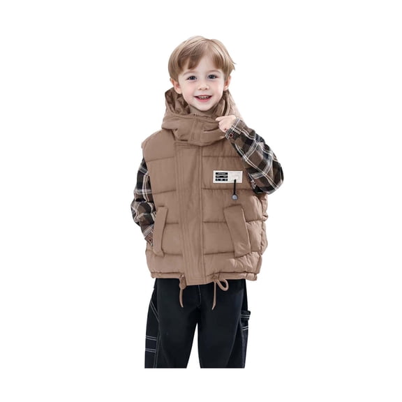 Girls Puffer Vest Kids Winter Vest Hooded Jacket Thicken Windproof Zipper Warm Outwear Kids Girls Fall Jacket for Little Boys 6-7 Years