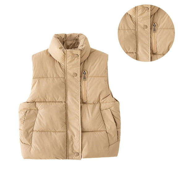 Girls Puffer Vest Kids Winter Vest Stand Collar Lightweight Water-Resistant Zip Up Sleeveless Jacket Kids Girls Fall Jacket 4-5 Years
