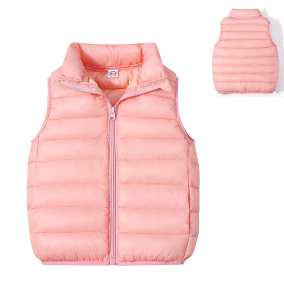 Girls Puffer Vest Pink Vest Kids Zipper Lightweight Sleeveless down Jacket Fall Clothes 5-6 Years