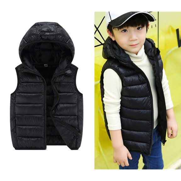 Girls Puffer Vest Boys Girls Winter Vest Hooded Jacket Sleeveless Lightweight Puffer Jacket Puffer Jacket for 10-12 Years