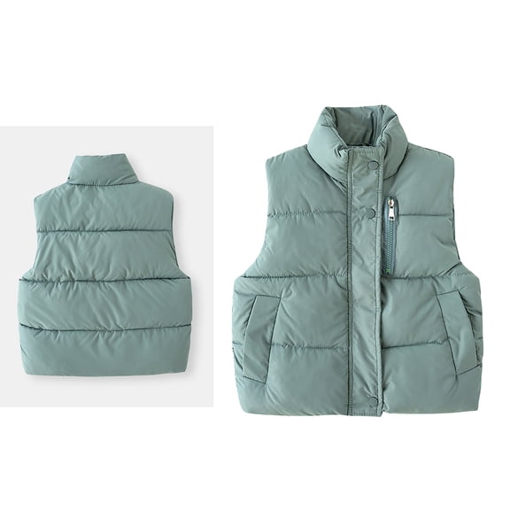 Girls Puffer Vest Toddler Girls Winter Vest Stand Collar Lightweight Water-Resistant Zip Up Cute Jackets Sleeveless Boys Winter Jacket 18-24 Months