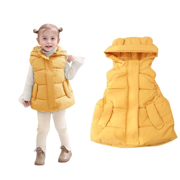Girls Puffer Vest Toddler Girls Winter Vest Stand Collar Lightweight Zip Up Cute Jacket Sleeveless Baby Boy Jacket 12-18 Months