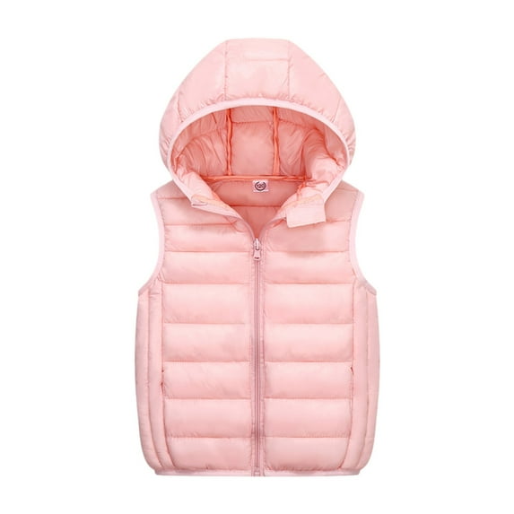 Girls Puffer jackets Child Kids Toddler Baby Boys Girls Sleeveless Winter Solid Coats Hooded Jacket Vest Outer Outwear Outfits Clothes 10 Years-12 Years