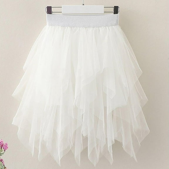 Girls' Puffy Mesh Skirt Elastic Waist Skirt for Girls 2-13Y