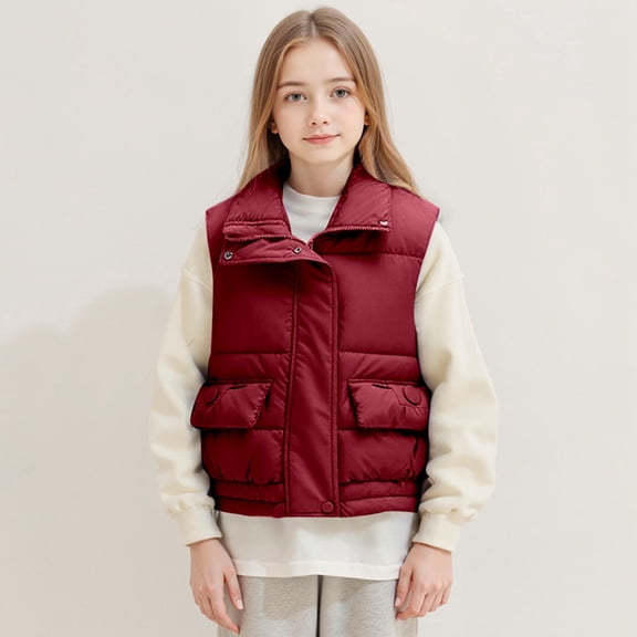 Girls Puffy Vest Sleeveless Jacket Lightweight Outerwear Vests Winter Vest Girls Puffer Vest Size 13-14 Years