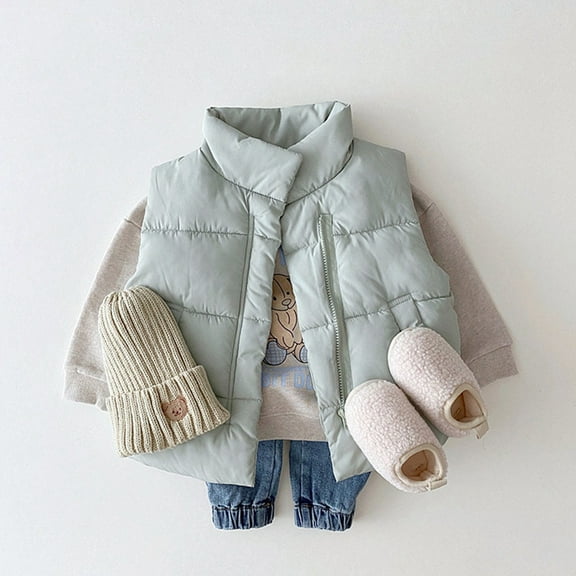 Girls Puffy Vest Sleeveless Lightweight Outerwear Jackets & Vests Toddler Winter Vest Size 12-18 Months Girls Clothes