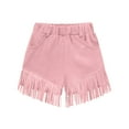 thumbnail image 1 of Girls Pull on Fashion Shorts New Girls Suede Fringe Shorts Trendy Outfits with Pockets Fashion Casual Party 2025 Summer Shorts Pinky 9 Years, 1 of 6