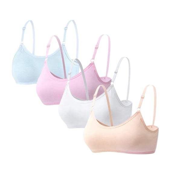 Girls Pull-On Training Bras Seamless Cami Wireless Elastic Breathable Light Padded Sports Starter Bra for Tween 10-16 Years Old