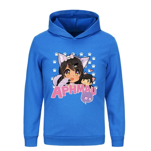 Girls Pullover Hoodie Aphmaus Kids Long Sleeve Sweatshirts Kawaii Cartoon Hooded Shirt Casual Jumper Sport School Anime Gift 4-13 Years