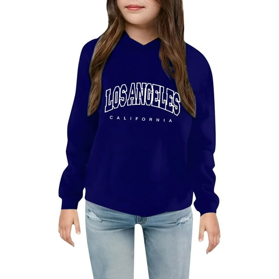 Girls Pullover Hoodies Breathable Cute Pattern Print Casual Long Sleeve Hoodies Tunic Sweatshirts Casual Fall Pullover Long Sleeve Top