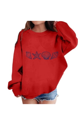 Girls Pullover Hoodies Size 14-16 Cute Cartoon Pattern Drawstring Preppy Pullover Tops Lightweight Performance Sweatshirts for Girls , Sizes 4-18