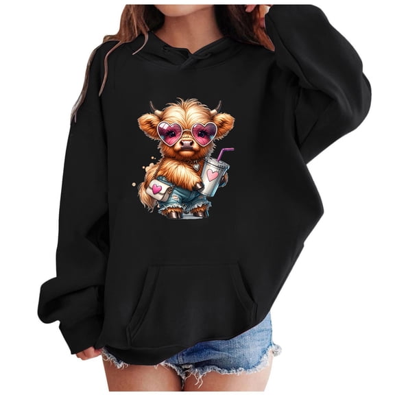 Girls Pullover Hoodies Trendy Cute Pattern Print Graphic Hoodies Preppy Trendy Sweatshirt Comfort Colors Sweatshirt Sweatshirts for Girls Trendy