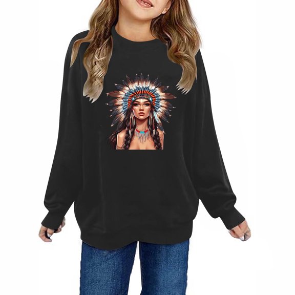 Girls Pullover Sweatshirt Fashion Cute Long Sleeve Cotton Shirt Crew Neck Comfort Casual Loose Tops Toddler Boys Clothes, Black, 4 Years