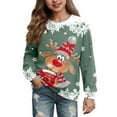 thumbnail image 1 of Girls Pullover Ugly Christmas Sweatshirt With Deer Print Long Sleeve Hooded Casual Top For Everyday Wear, 1 of 4