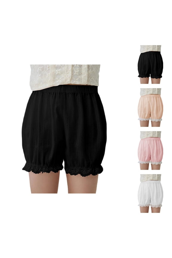 Girls Pumpkin Bloomers with Lace Trim Summer Casual Lightweight Elastic Waist Bubble Shorts under Dress Shorts 4-16 Years