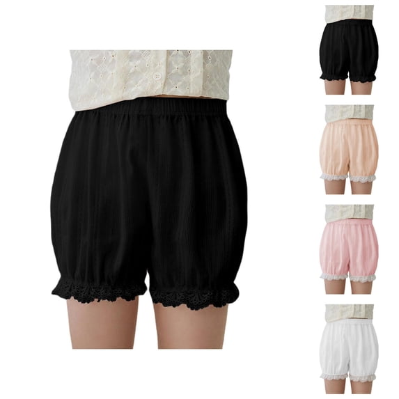 Girls Pumpkin Bloomers with Lace Trim Summer Casual Lightweight Elastic Waist Bubble Shorts under Dress Shorts 4-16 Years