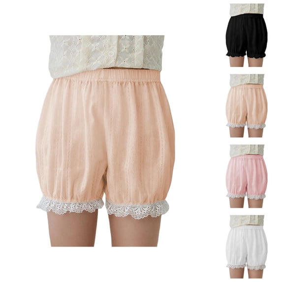 Girls Pumpkin Bloomers with Lace Trim Summer Casual Lightweight Elastic Waist Bubble Shorts under Dress Shorts 4-16 Years