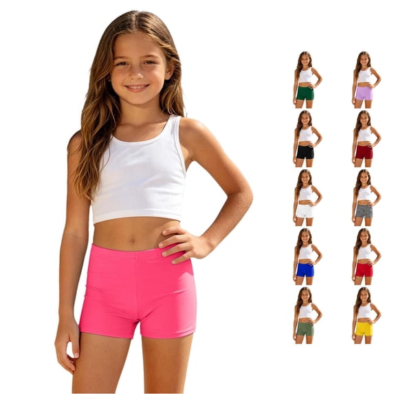 Girls Pure Color Casual Swim Shorts for Girls – Lightweight Beachwear Bottoms for Sunny Summer Nylon Comfortable Fit With Secure Elastic Waistband Girls Bathing Suits