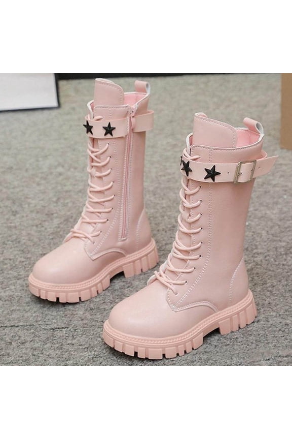 Girls Pure Princess Thigh-High Boots for Winter Fashion, British Style Long Leather Boots with Elegant Design