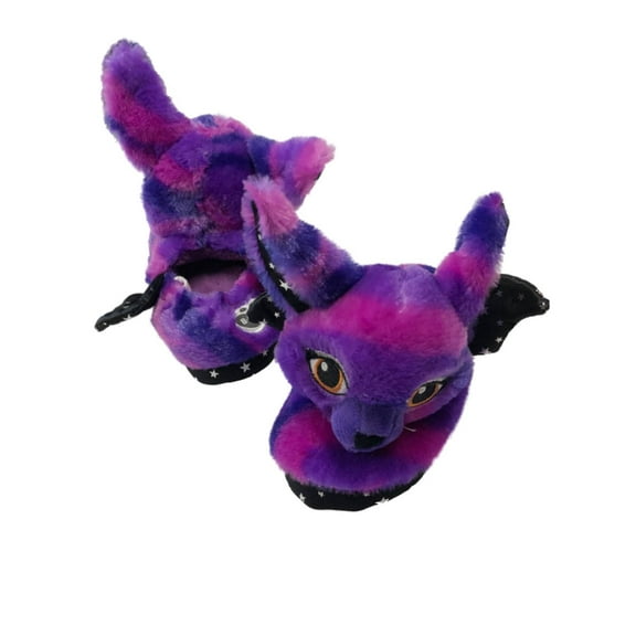 Girls Purple Bat Build A Bear Slippers Sparkle Star Halloween Shoes Small 10-11