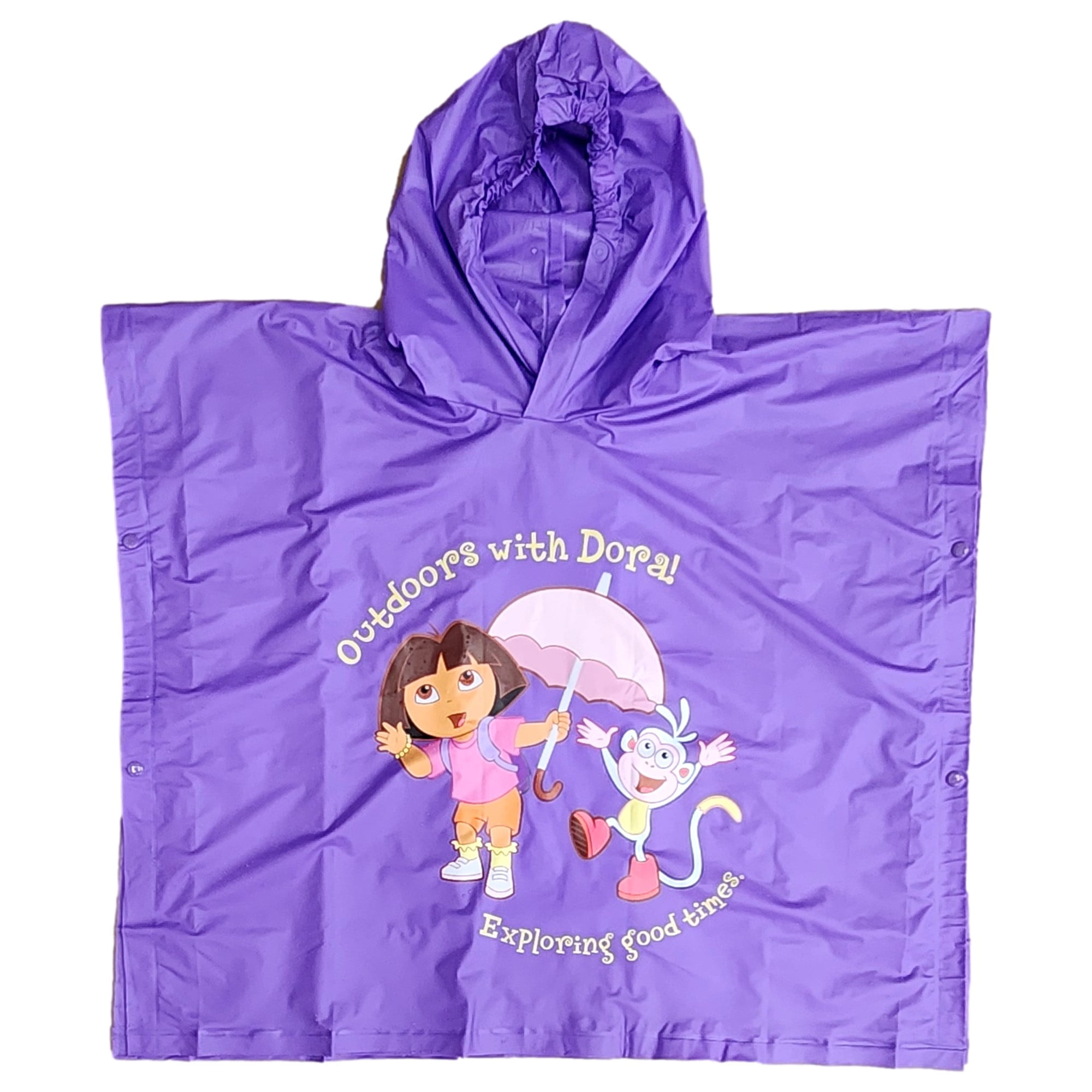 Girls Purple Dora Rain Coat Hooded Rain Poncho Girls One Size Fits