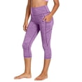 thumbnail image 1 of Girls Purple High Waisted Capri Leggings with Pockets Active Kids Polyester Blend Sizes 120-160,Size 12 T, 1 of 9