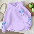 thumbnail image 1 of Girls Purple Hoodie 3-14 Years, Cute Bow Kids Sweatshirt, Soft Stretch Pullover Hoodie with Pocket,Size 3-4 T, 1 of 7