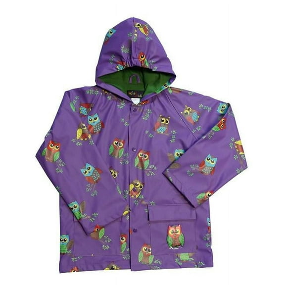 Girls Purple Owls Rain Coat 6