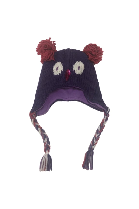 Girls Purple & Pink Owl Trapper Hat