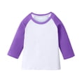 thumbnail image 1 of Girls Purple Raglan Baseball Tee 3/4 Sleeve Color Block T-Shirt Crew Neck Plain Blank for DIY,Size 11-12T, 1 of 7
